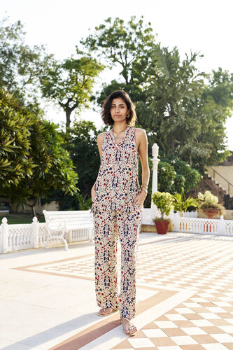 Tranquil Ajrakh Hand-block Printed Coord - Off White, Off White, image 1